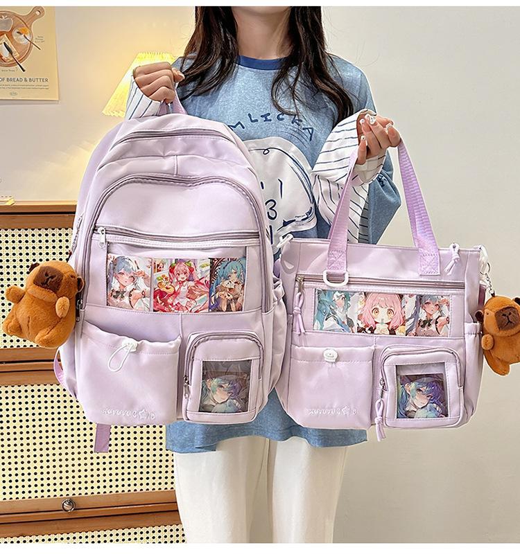 Schoolbag Japanese ins schoolbag large capacity high value fashion versatile transparent pain bag junior high school high school student backpack