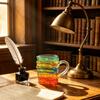 Bemalte Buchtasse Neuheit Kaffeetassen für Buchliebhaber Geschenke für Frauen, Harztassen, Lustige Buch-Einzigartige Kaffeetassen