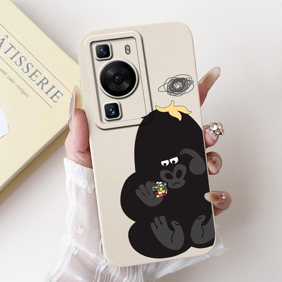 For Huawei P60 Pro Case MNA-LX9 Shockproof Cover Cute Cartoon Square Lens Protection Bumper For Huawei P60 Art P 60 P60Pro Funda