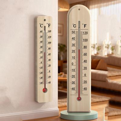 Hochpräzises Holzthermometer Batterieloses Wandthermometer für Innen- und Außenbereiche