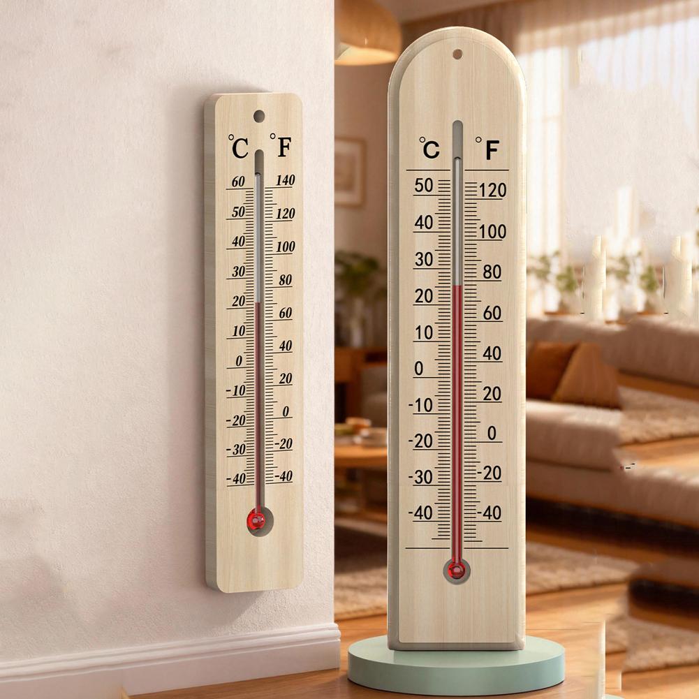 Wooden Thermometer Wall Mounted Thermometer Analog Thermometer Natural Material