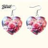 Comfortable Acrylic Earrings 1 Pair Hook Rose Flower Pattern Heart