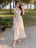 French Style Burgundy Backless Summer Dress for Women - Elegant, Exquisite, and Perfect for Beach Vacations