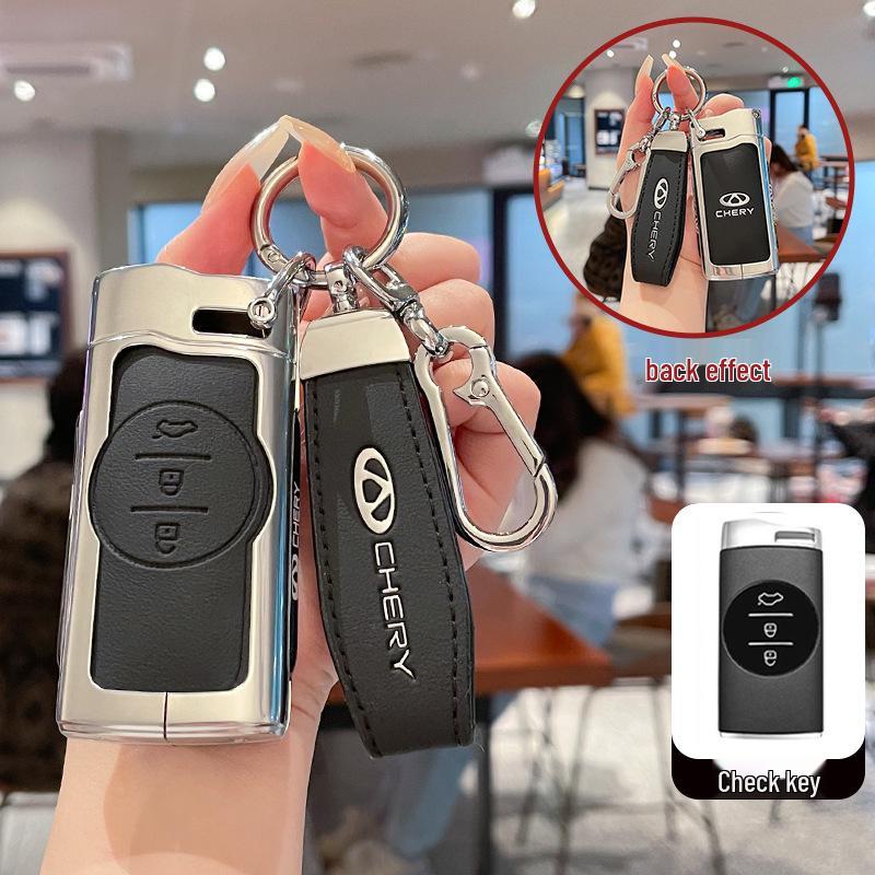 Chery Tiggo 7 Key Case: Metal Leather Shell Fits Tiggo 5x, 3x, Exeed LX, Lanyue - Premium Quality