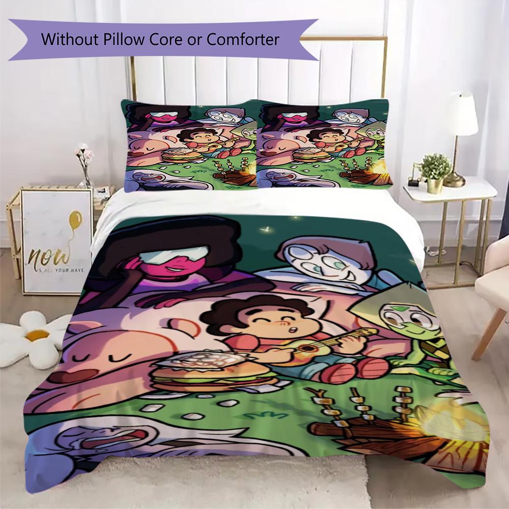 Steven Universe Pattern Bedding,Quilt Set Quilt Cover Pillowcase Home Birthday Gift (1*duvet Cover+2*pillowcase,without core)XSJT0917476