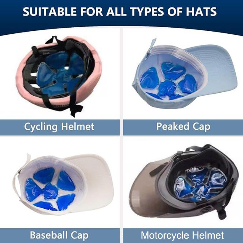 Cooling Cap Liner Mat  & Cold Compress Pvc Gel Ice Pack Cool Riding Helmet Hat Pad Head Cool Down Cold Pack For Outdoor