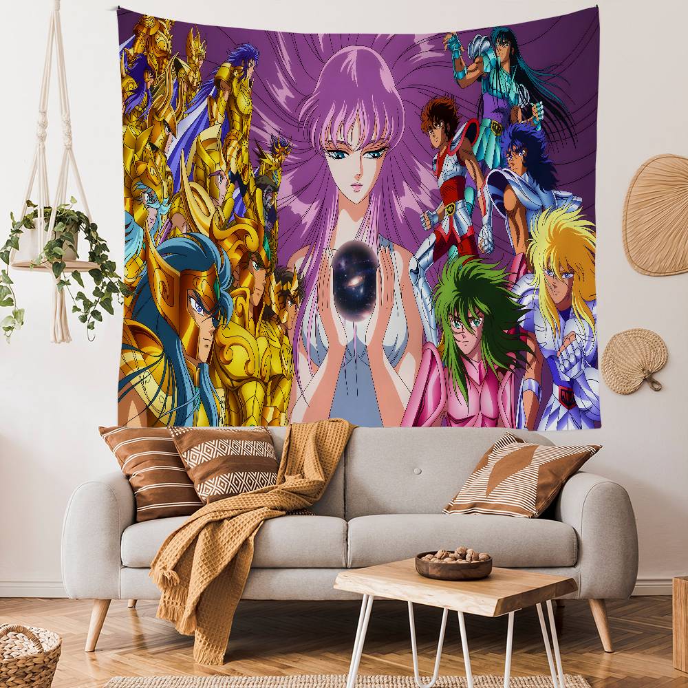 Retro Saint Seiya Anime Tapestry Indian Buddha Wall Decoration Witchcraft Bohemian Hippie Wall Hanging Sheets
