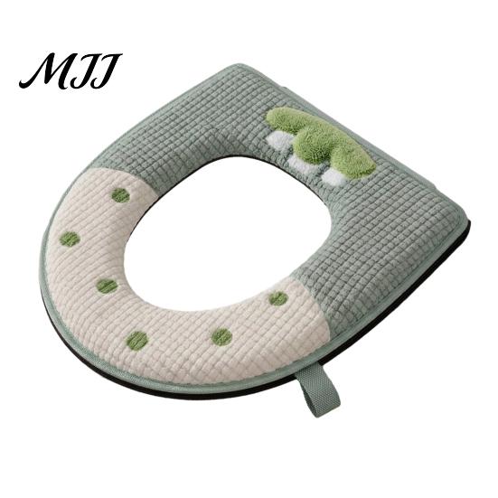 U-shaped Washable Toilet Cover Soft Plush Seat Cover, Thick Bathroom Pad with Zipper And Cute Cartoon Protector Handle, Warm Skin-Friendly Cushion for