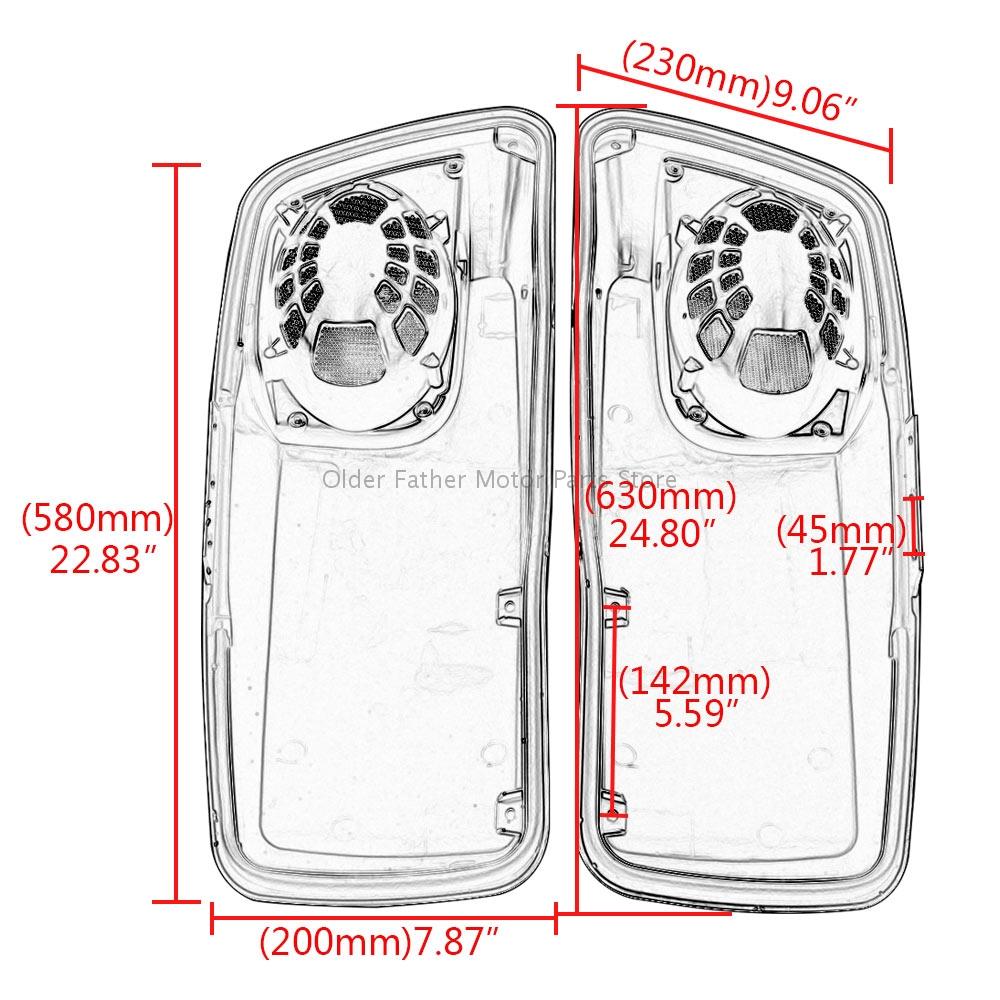 5" X 7" Motorcycle Saddlebag Lids & Speakers For Harley Touring Road King Electra Street Glide 2014-2020 ABS Plastic Accessories