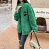 Large size women's clothing thickened plush jacket women's autumn and winter fat mm loose meat-covering coat top baseball uniform