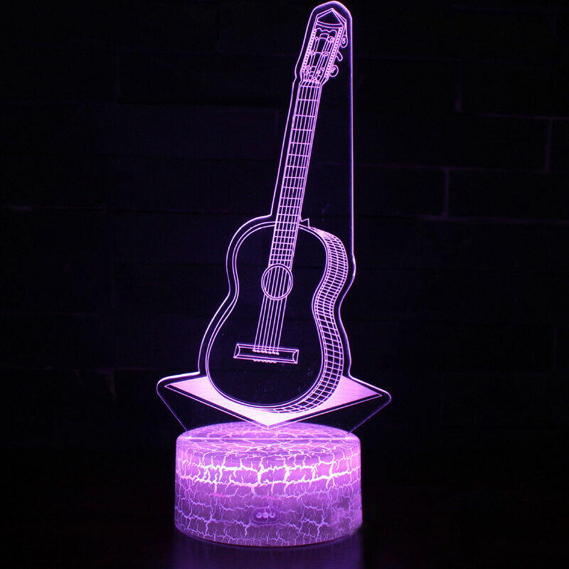 

(C) LED Night Lamp 3D Illusion Guitar Lamp 7 Color Desk Lamp Changing Color