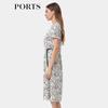 PORTS Women's Spring/Summer Pleated Waist Floral Print Dress