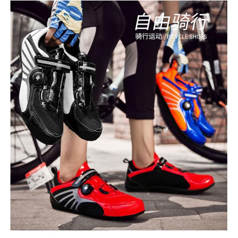 Unisex buty rowerowe z obrotowym pokrętłem, oddychająca siateczkowa cholewka, gumowa podeszwa, do jazdy na rowerze szosowym i górskim