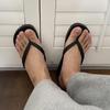 Women's Trendy Black Non-Slip Summer Flip-Flops - Outdoor Thong Sandals with Men's Style