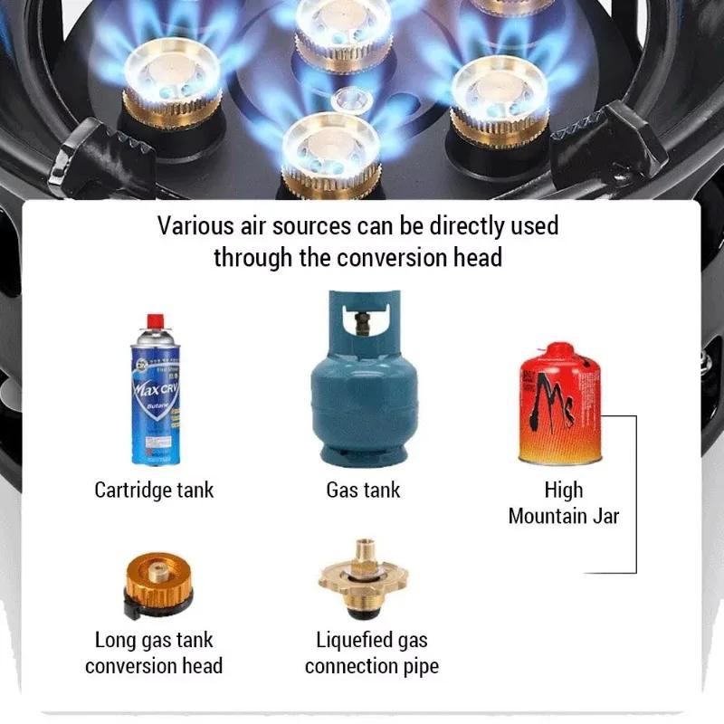 19800W Outdoor Gas Stove 7-core Strong Fire Camping Burner Stove Outdoor Heater Windproof Stove Outdoor Camping Accessories
