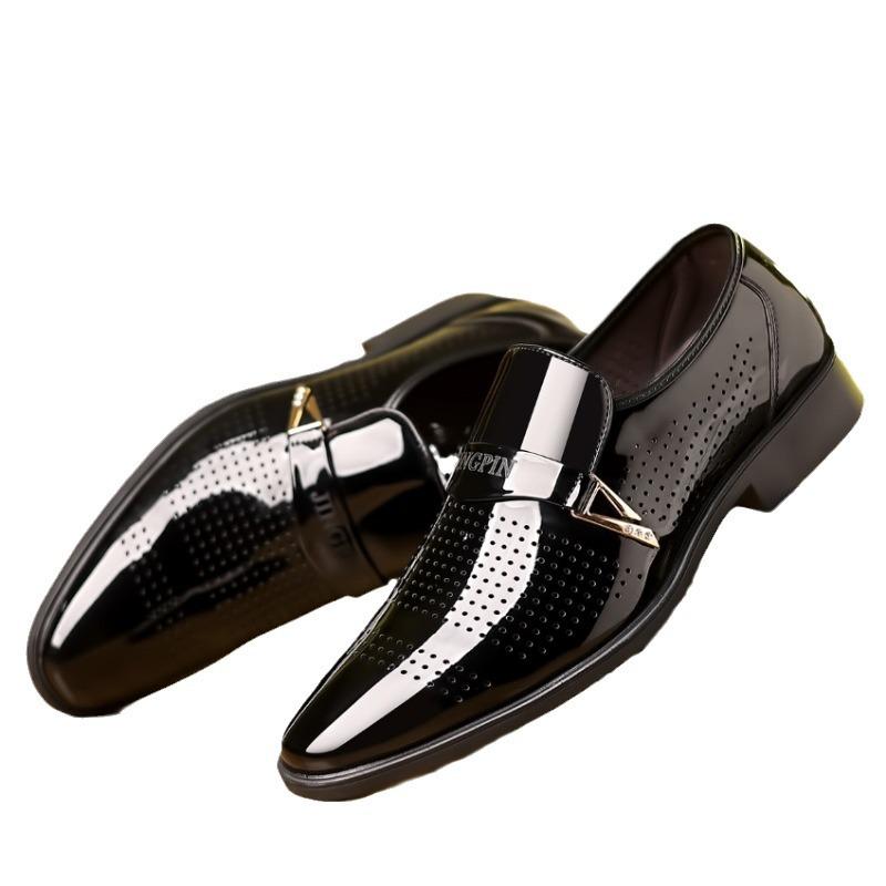 Fashion Men's Work Business Leather Shoes Korean Version Trendy Pointed Breathable Mesh Casual Formal Leather Shoes Explosive Size 39-48