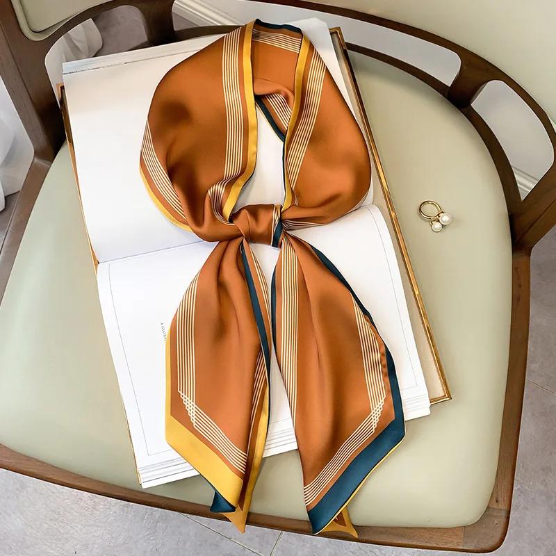 Luxury Long Silk Scarf Female Animal Horse Print Thin Narrow Scarf Bag Hair Band Ribbon Scarfs Women Neckerchief