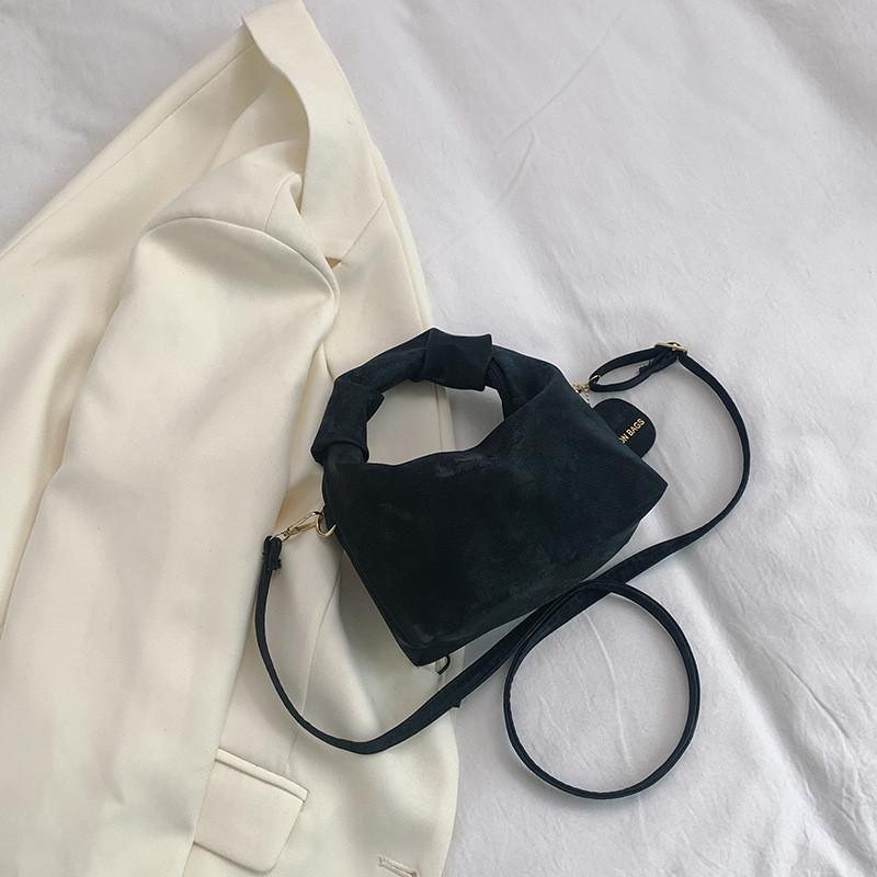 2024 New Pure Color Pleated Handbag Street Fashion Casual Shoulder Crossbody Bag