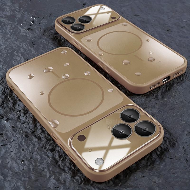 Luxury Magnetic Phone Case For iPhone 17 16 15 14 13 Pro Max For MagSafe Shockproof Hard Glass Lens Protection Matte Cover