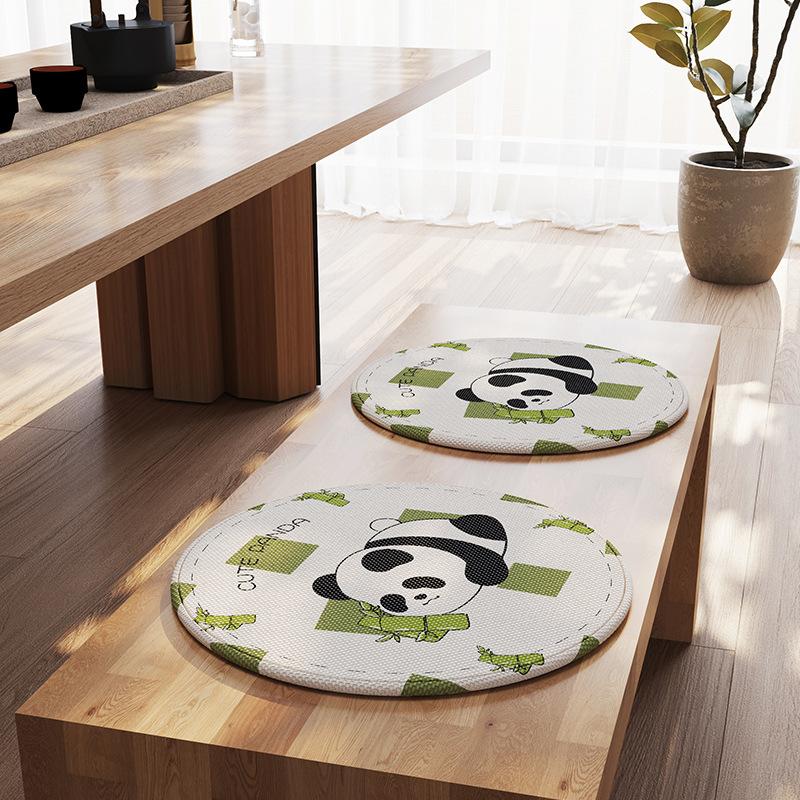 Round ice silk seat cushion summer cool feeling dining chair cushion summer non-slip breathable fart cushion cartoon children's mat seat cushion