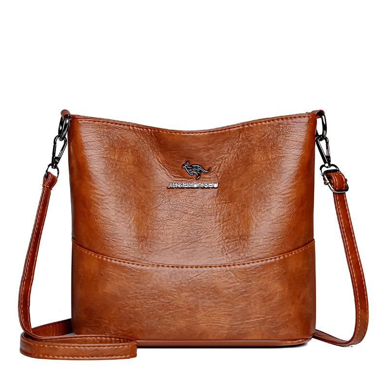 Simple Bucket Bag Retro Women's Bag Large-capacity Commuting Single-shoulder Crossbody Bag