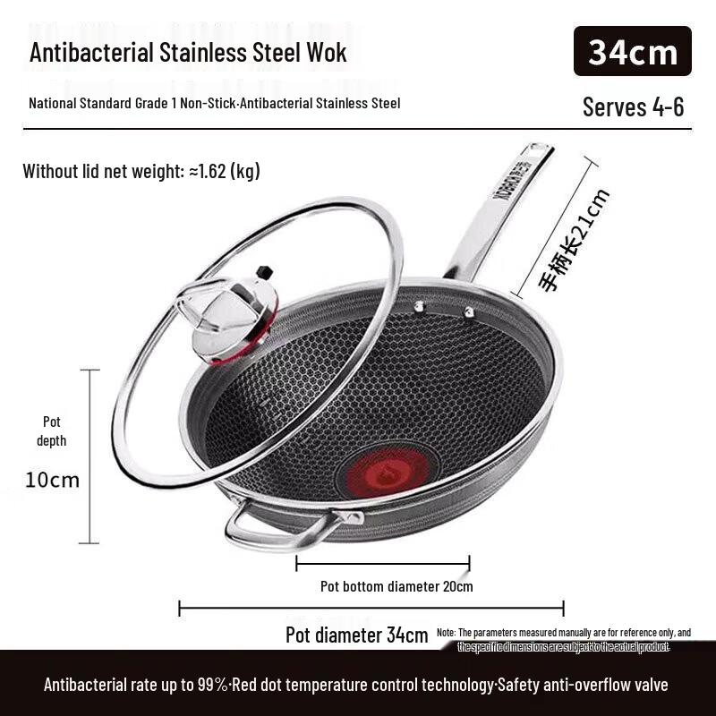 KOMBBACH Non-stick Stainless Steel Wok