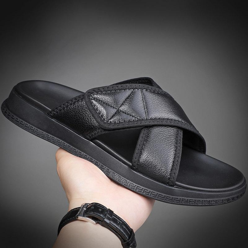 

Модные черные роскошные модные мужские сандалии на платформе из коровьей кожи, летние дизайнерские новые повседневные мужские тапочки на мягкой подошве Zapatos 43