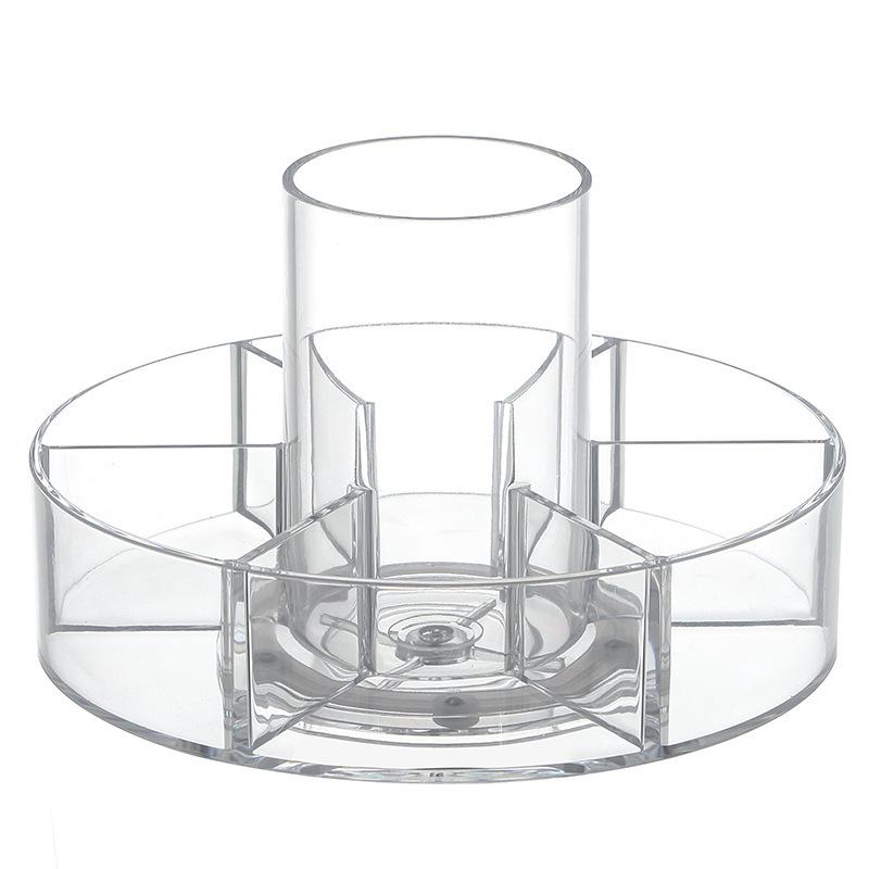 Acrylic Desktop Transparent 360° Rotating Storage Box Large Capacity Partitioning Cosmetics Storagetray Storage Tube