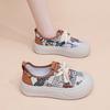 Fashion 2025 Summer Canvas Shoes Women's Shoes Color blocked Cartoon Lace Fashion Casual Shoes Lightweight Soft soled loafers