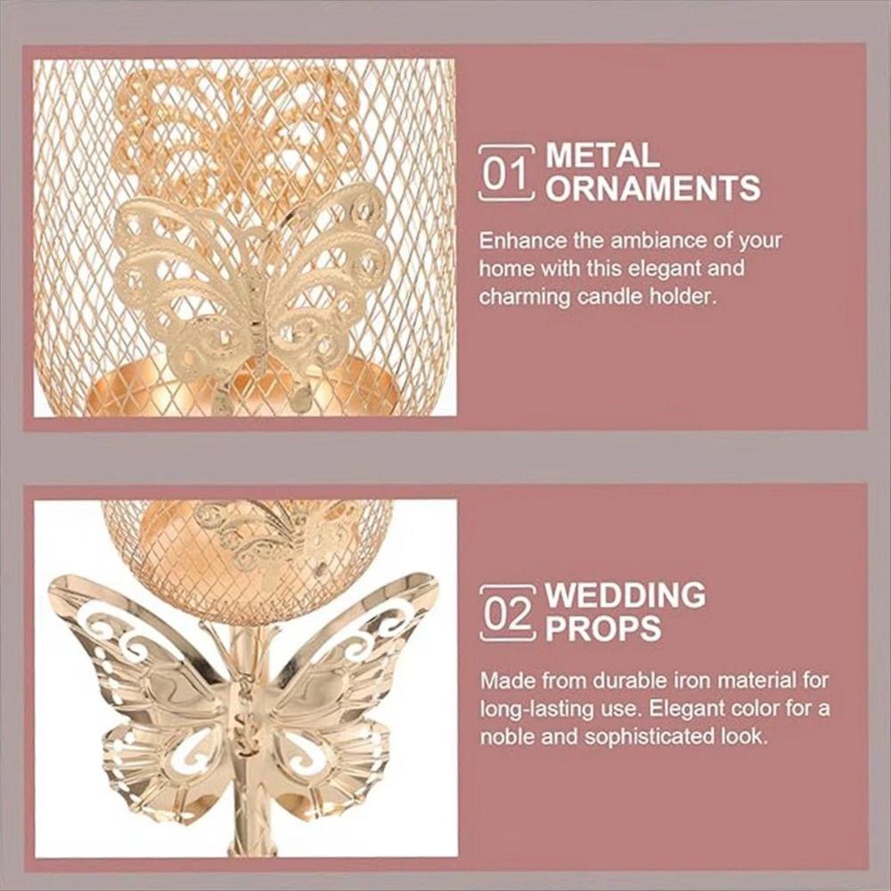 Iron Art Roman Column Candlestick Non-slip Vintage Candle Stand Golden Candle Containers  Party