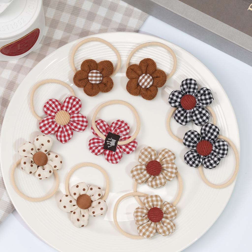 10 ks/sada Dívčí roztomilé gumičky do vlasů Dětské gumičky do vlasů s květinami Elastické gumičky Držáky na culíky Copánky Gumičky do vlasů Vlasové doplňky