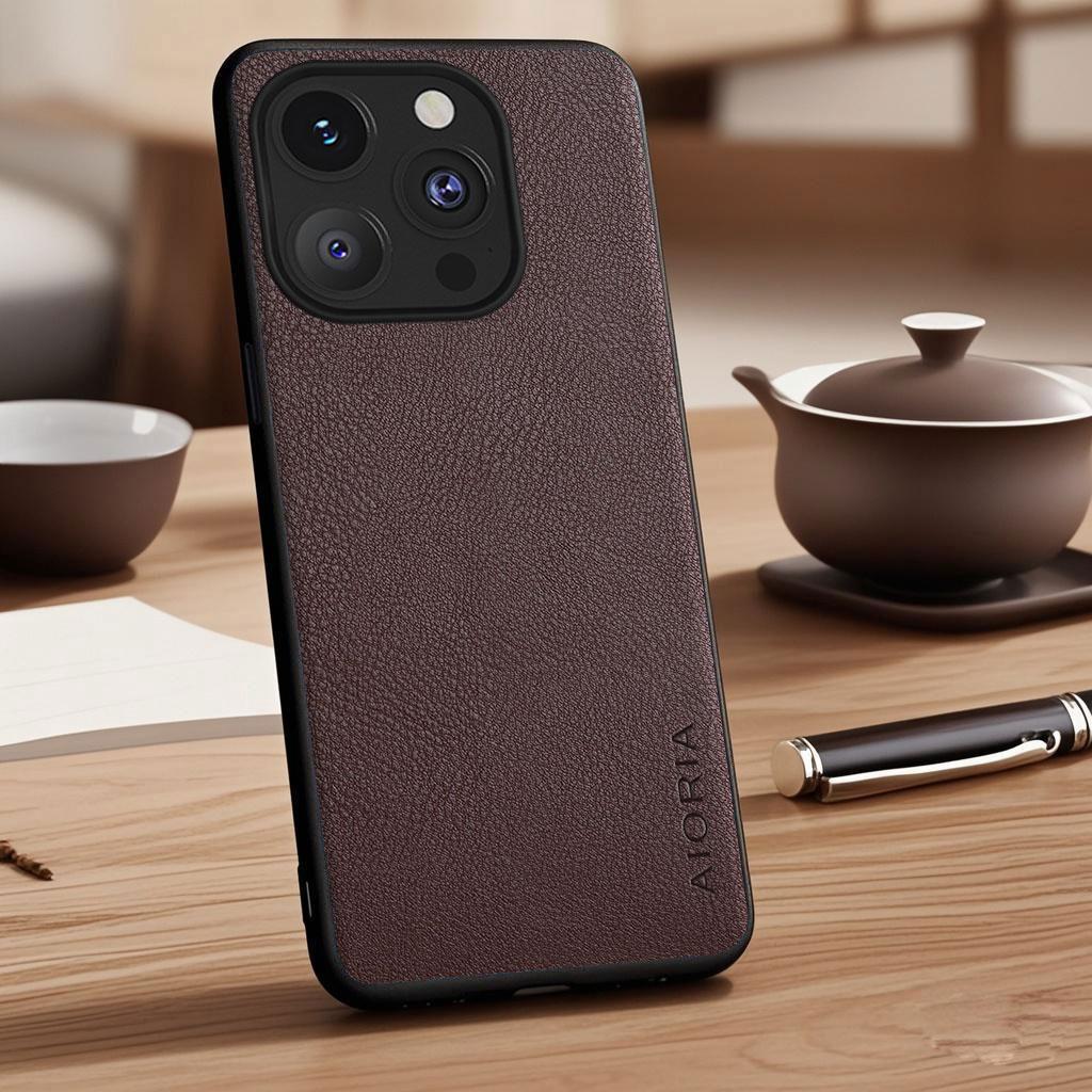 Case for iPhone 17 Air 16 15 14 13 Pro Max Plus Vegan Faux Lychee Pebbled Leather Cover Funda for iPhone 17 Pro Max Case Capa