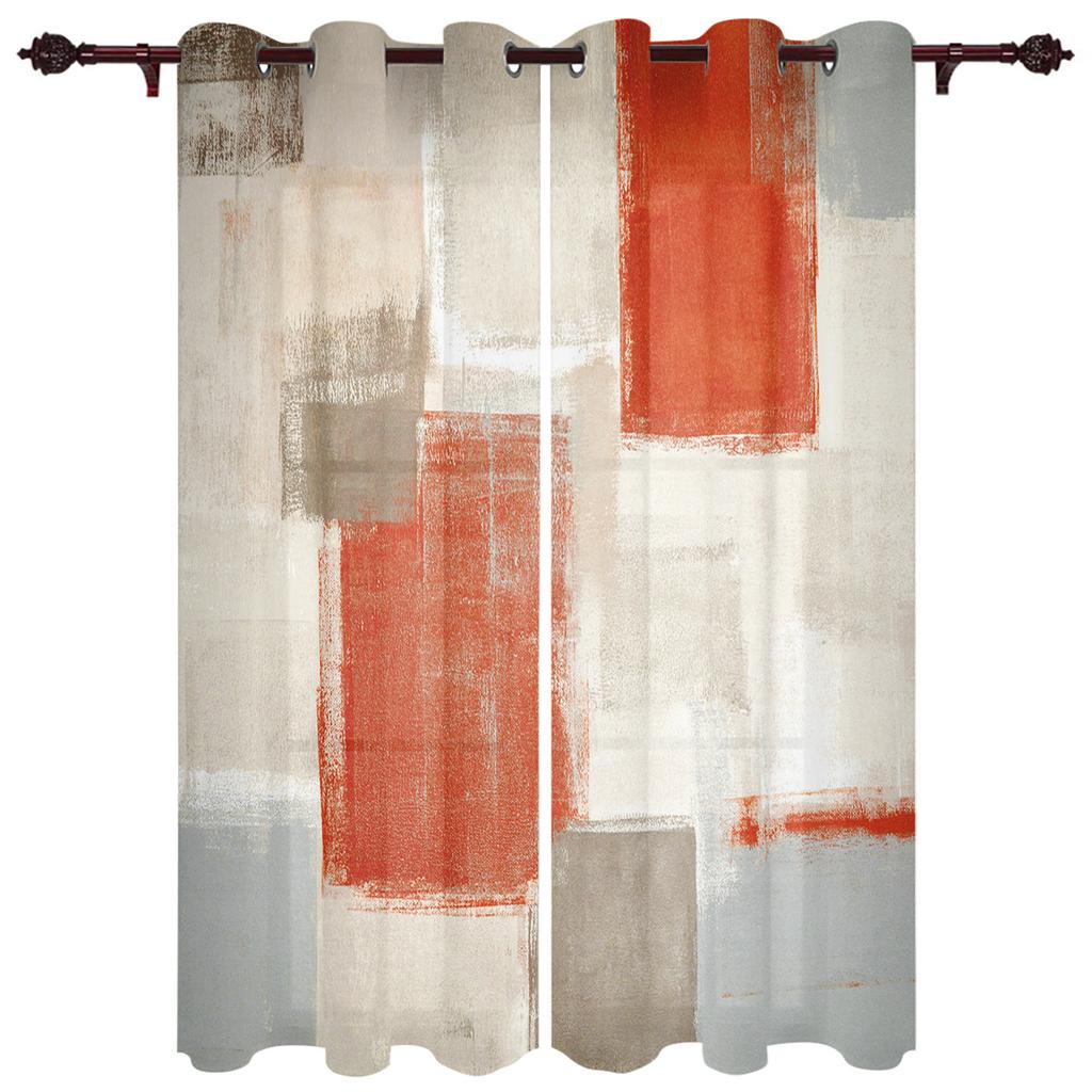 Olieverf Abstract Geometrisch Geel Gordijnen Woondecoratie Woonkamer Gordijnen Badkamer Slaapkamer Raamgordijnen