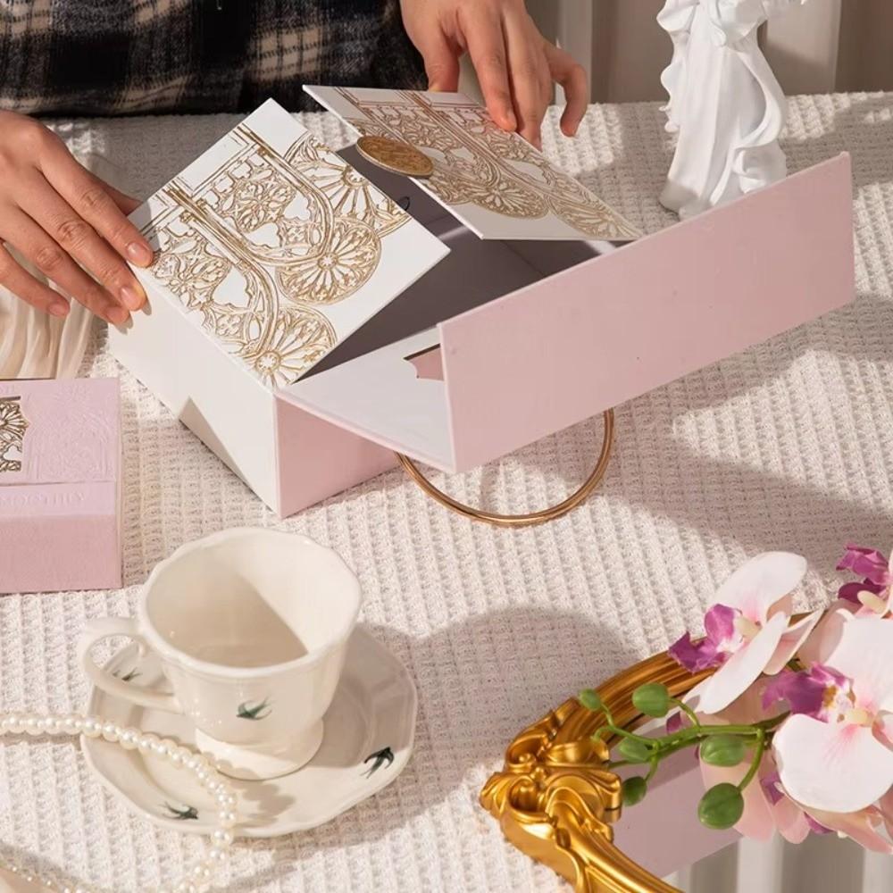 Flip Up Baroque Suede Gift Box Double Open Candy Boxes Wedding Valentine's Day Birthday