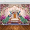 Luxe Pauw Bloemen Wandtapijt Muurschildering Wandhanger Indiase Paleis Mughal Achtergrond Kunst Decoratie Romantisch Boho Vintage Woondecoratie