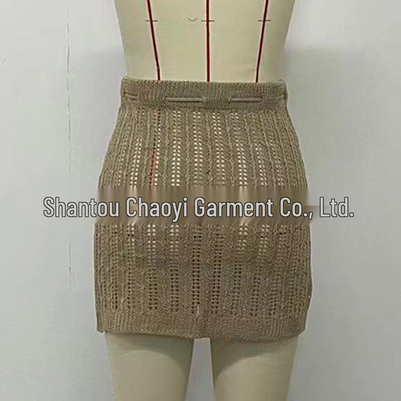 Sexy Sheer Knit Beach Cover-Up Dress with Waist Tie