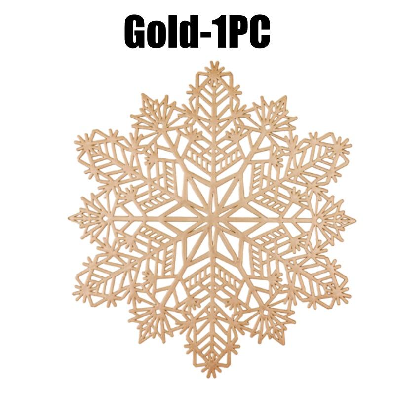 Płatek Śniegu Wycinany PVC Złocony Mata Stołowa Podstawka pod Kubek na Stolik Kawowy Naczynia Podkładki pod Kubki Dekoracje Świąteczne Akcesoria Kuchenne