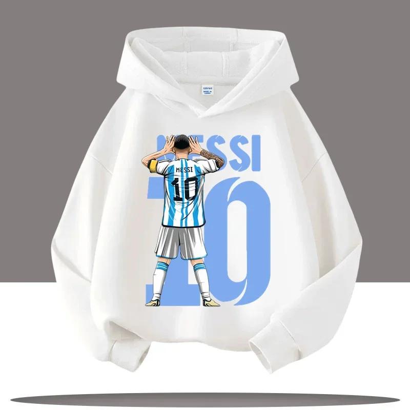 

New Model Football Star Messi Children s Hooded Sweatshirt for Boys Size 10 Cartoon Print Casual Shirt -Fall/Winter Clothing 100
