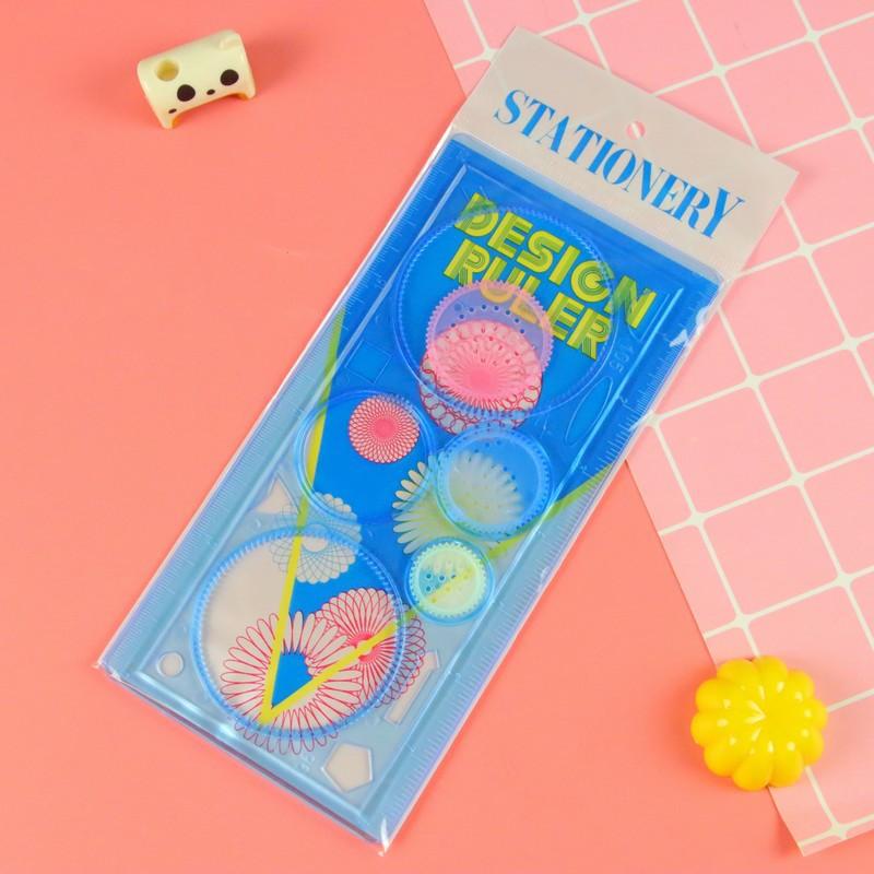 Geometry Spirograph Drawing Rulers Stencils Set Creative Art Crafts Painting Kids Educational Toy Gift Template Ruler синий