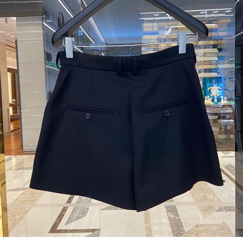 

European Station New High Waist Black Casual Slimming Shorts Black S