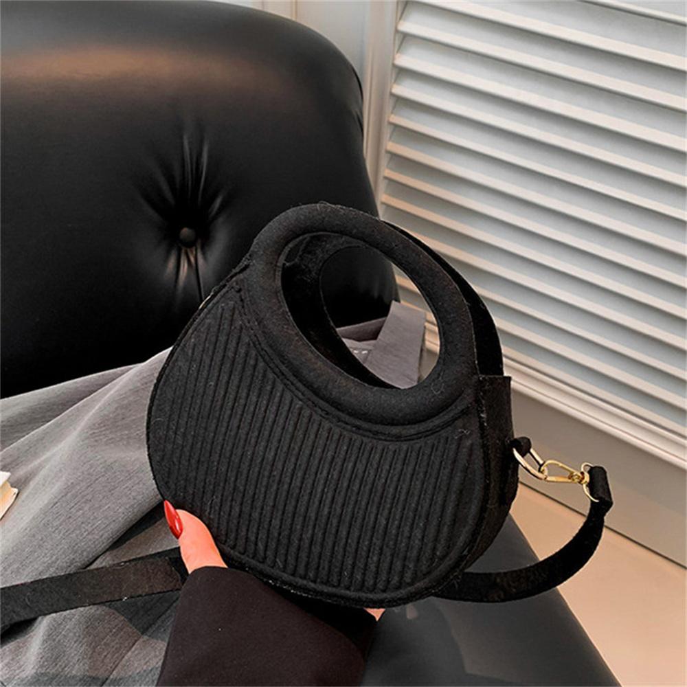 Mini Candy Color Felt Top-handle Bag for Women Fashion Portable Crossbody Shoulder Handbag