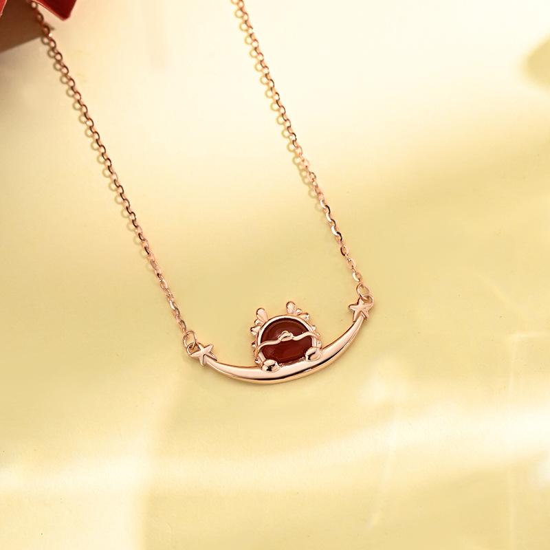 

Оригинальный дизайн Звезда Луна Милый Дракон Ожерелье Хранитель Дракон Ключица Цепочка Женский