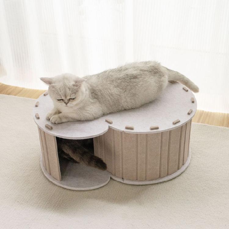 Funny Cats Tunnel Interactively Toy Round Wools Felted Pet Bed Cats Training Toy for Small Pet