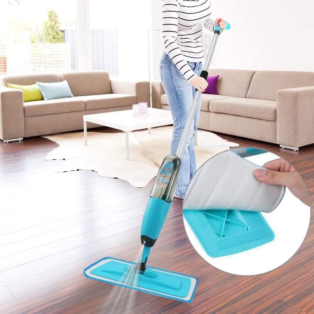 10 Pack Spray Mop Replacement Heads for Wet/Dry Mops, Reusable Microfiber Mop Pads Compatible with Bona Floor Care System - Blue