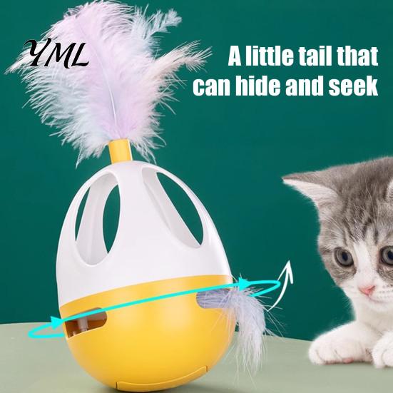 Replaceable Feather Cat Toy Accessories Interactive Wobble Toy, Automatic 360 Degree Rotating Chirping Fun Toys for Pouncing And Scratching