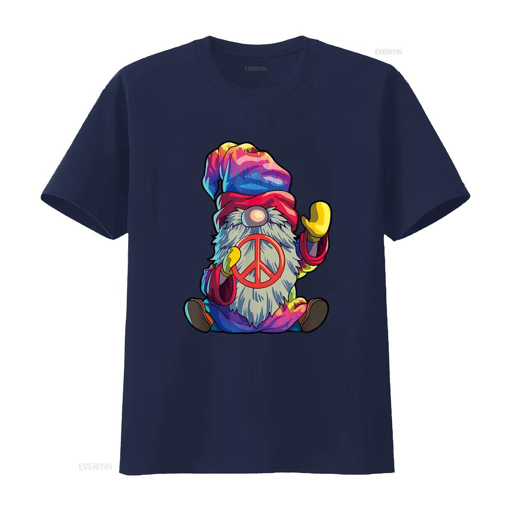 Hippie Gnomes T Shirt Tie Dye Peace vintage Washed homme graphic Top For Everyday Wear Unisex fashion Casual Versatile Slightly