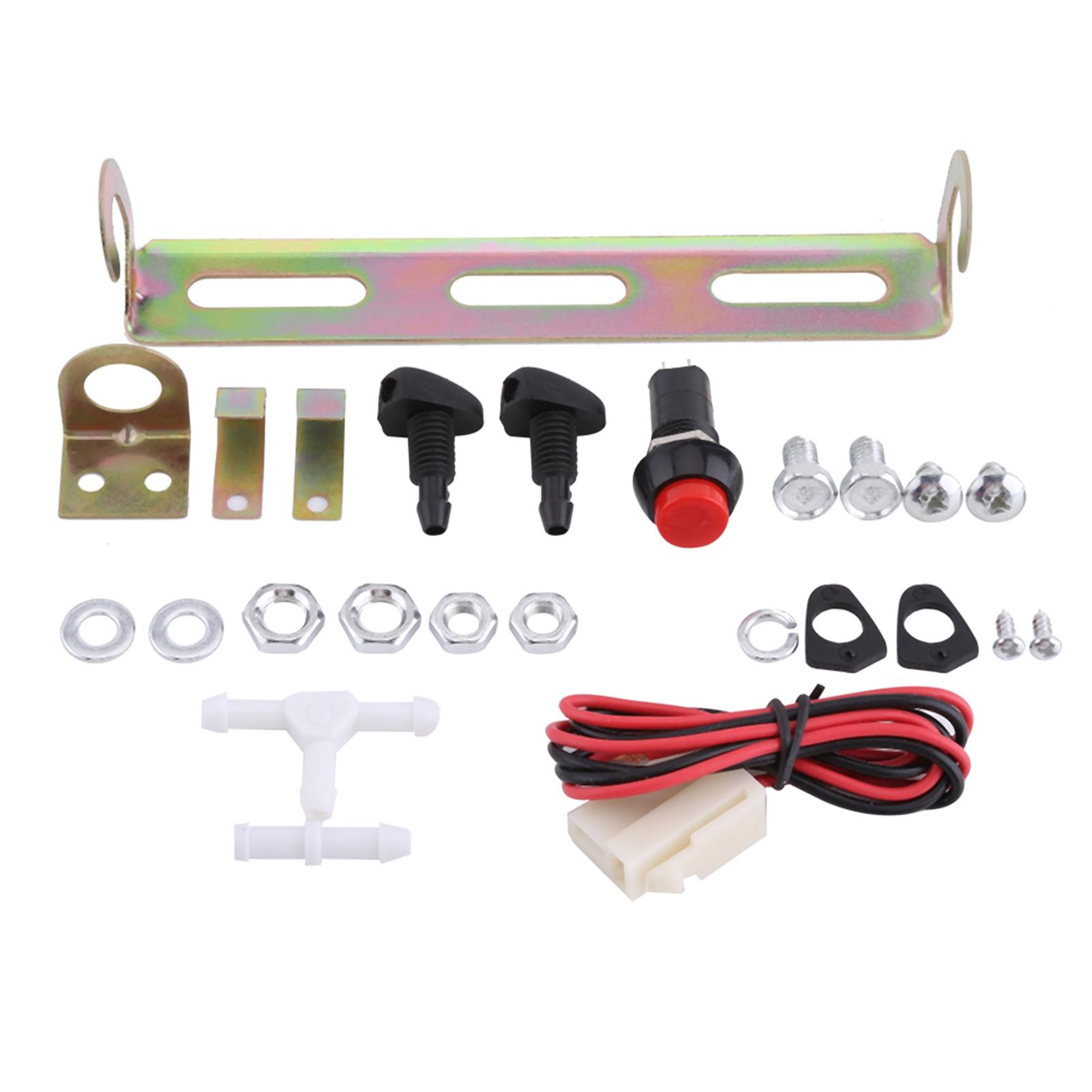 

12V Universal Windshield Washer Pump Bag Kit With Jet Button Switch for Classic Cars