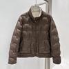 Wear Light and Thin Pressed Rubber Stand-up Collar Down Jacket On Both Sides, Women's Short Loose Casual Autumn and Winter Warm Jacket Tide