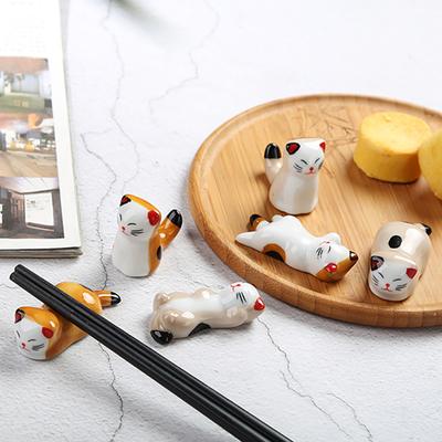 Ceramic Cat Chopstick Cartoon Storage Rack Art Craft Spoon Fork Kitchen Utensil