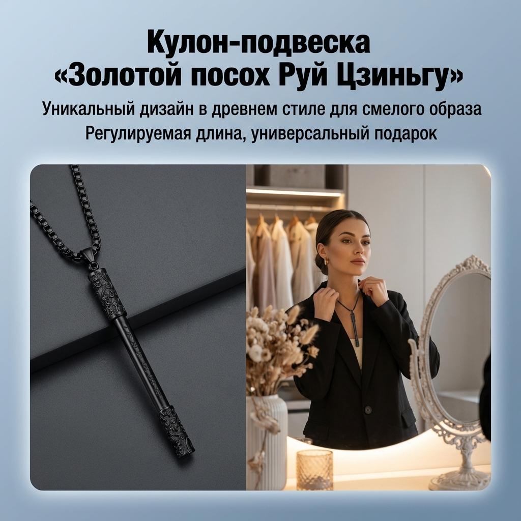 Ruyi Jingu Bang Model Necklace Premium Fashion Jewelry Adjustable Necklace Birthday Gift for Your Friends Black чёрный